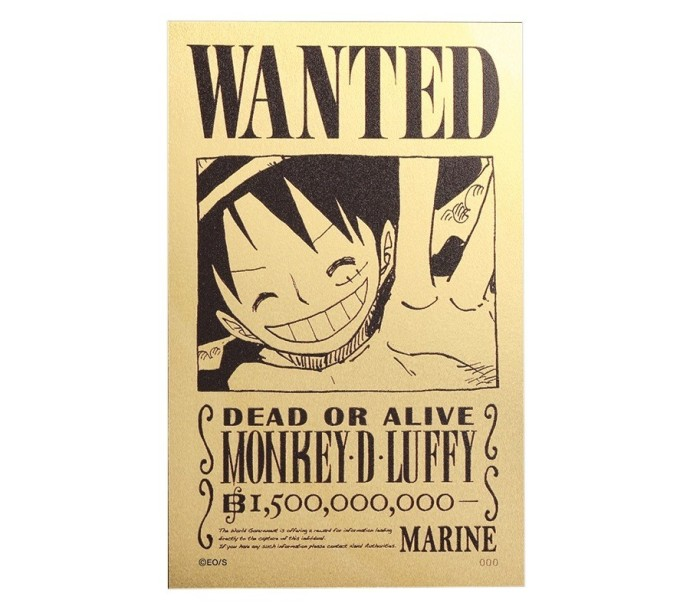《海贼王》发售纯金通缉令：通缉金额15亿，售价约2500人民币